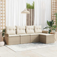 Set Divano da Giardino  da 5 pezzi con Cuscini Beige in Rattan Polietilene 3353990