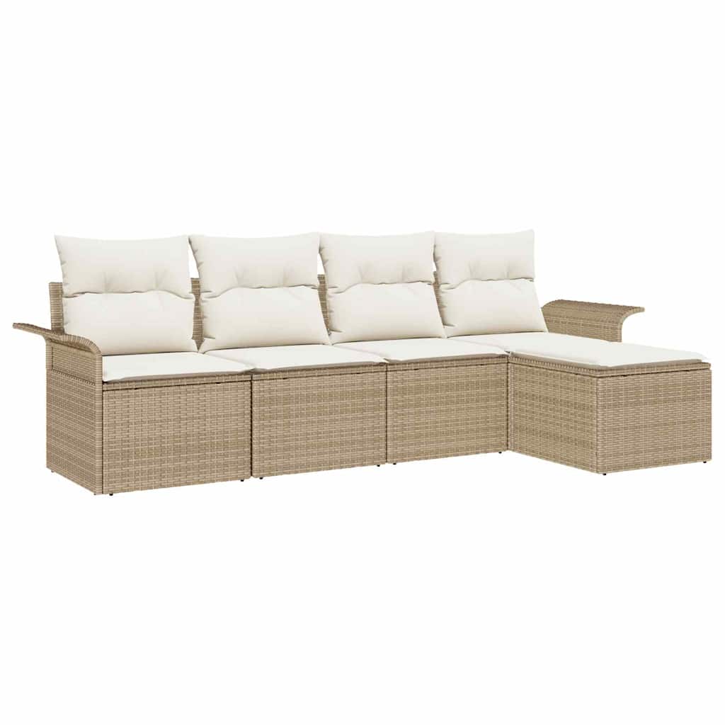 Set Divano da Giardino  da 5 pezzi con Cuscini Beige in Rattan Polietilene 3353990