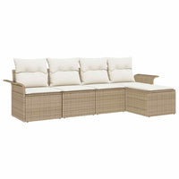 Set Divano da Giardino  da 5 pezzi con Cuscini Beige in Rattan Polietilene 3353990