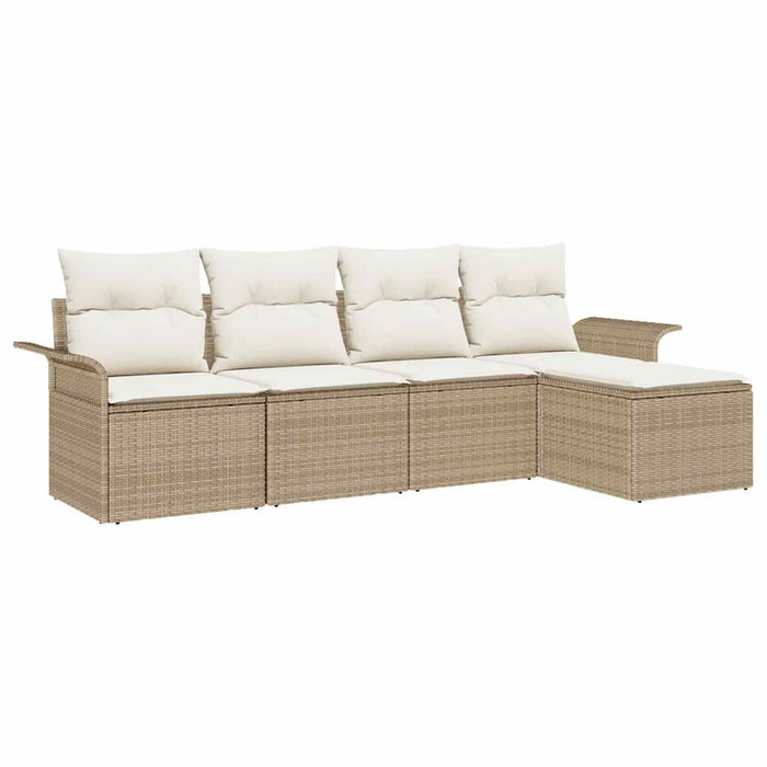 Set Divano da Giardino  da 5 pezzi con Cuscini Beige in Rattan Polietilene 3353990