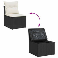 Set Divano da Giardino con archiviazione 4 pz-Sofa da Giardino-Divanetto da esterno Nero polyrattan 383022