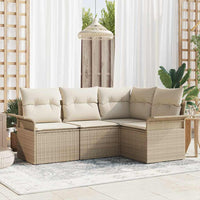 Set divano da giardino 4 pezzi con cuscini in rattan beige 3354010