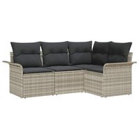 Set Divano da Giardino 4 pz-Sofa da Giardino-Divanetto da esterno Grigio chiaro polyrattan 242954
