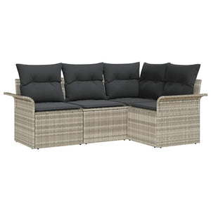 Set Divano da Giardino 4 pz-Sofa da Giardino-Divanetto da esterno Grigio chiaro polyrattan 242954