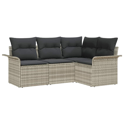 Set Divano da Giardino 4 pz-Sofa da Giardino-Divanetto da esterno Grigio chiaro polyrattan 242954