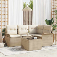 Set Divano da Giardino 5 Pezzi con Cuscini Rattan Poliestere Marrone 3354020