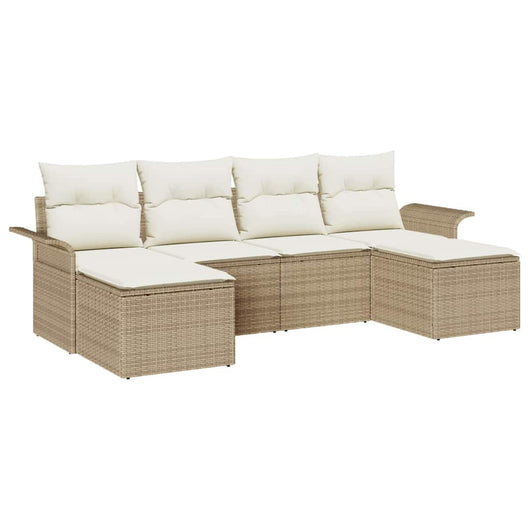 Set Divano da Giardino  6 Pezzi con Cuscini Beige Polyrattan 3354140