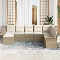 Set Divano da Giardino da 8 Pezzi con Cuscini Beige in Polyrattan 3354150