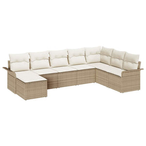 Set Divano da Giardino da 8 Pezzi con Cuscini Beige in Polyrattan 3354150