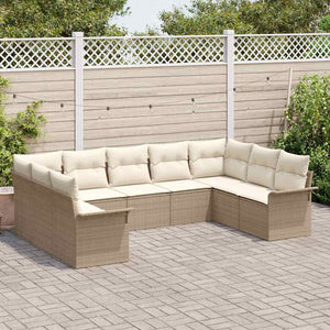 Set di divani da giardino  a 9 pezzi con cuscini Beige Polyrattan 3354190