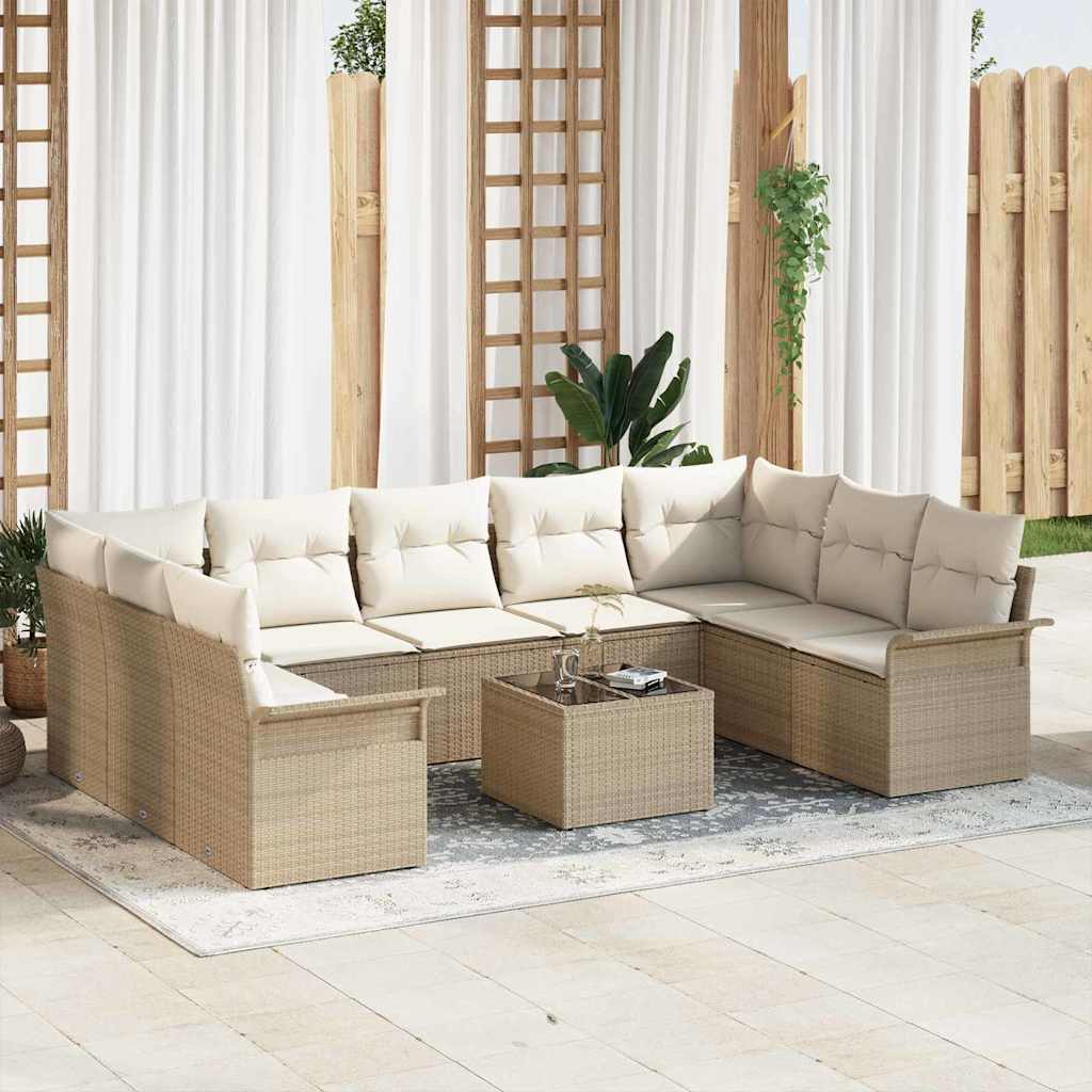 Set Divano da Giardino  10 Pezzi con Cuscini Marrone Polyrattan 3354200