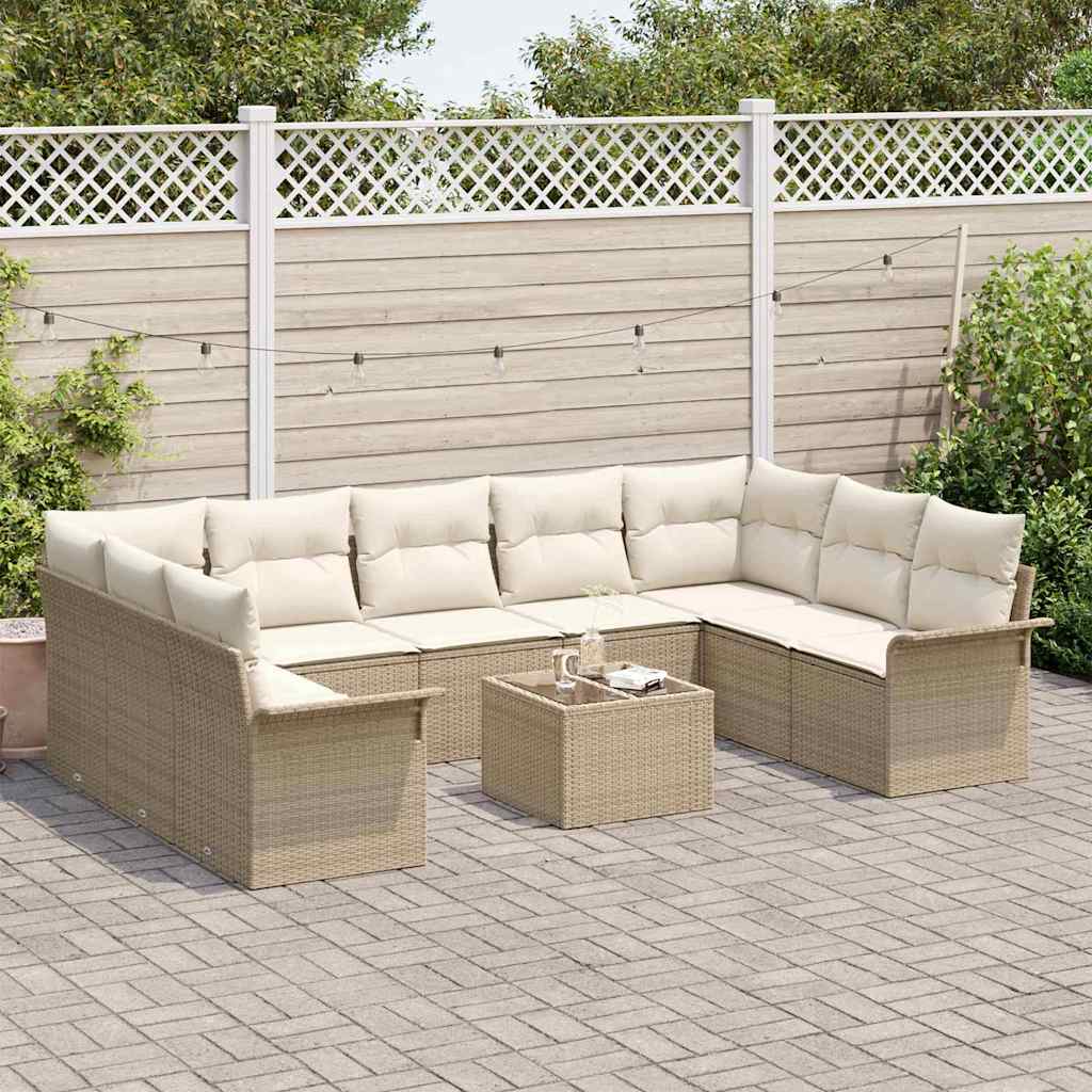 Set Divano da Giardino  10 Pezzi con Cuscini Marrone Polyrattan 3354200