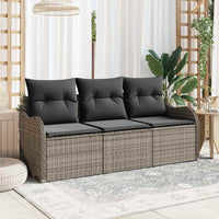 Set Divano da Giardino con cuscino 3 pz-Sofa da Giardino-Divanetto da esterno Grigio Poly Rattan 294948