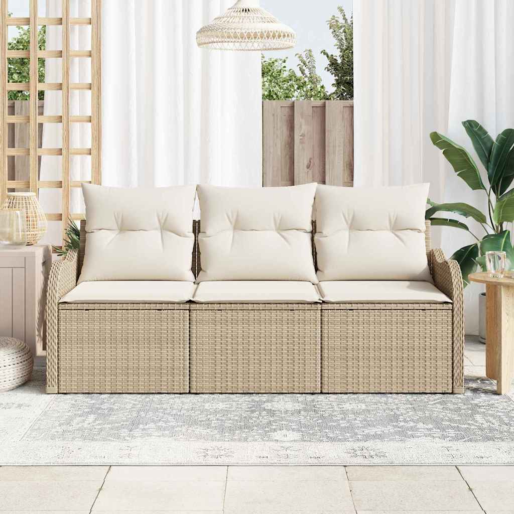 Set di divani da giardino 3 pezzi con cuscini beige in polyrattan 3354230