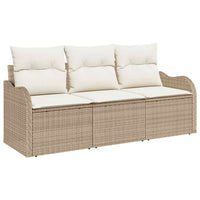 Set Divano da Giardino con cuscino 3 pz-Sofa da Giardino-Divanetto da esterno Beige Poly Rattan 220951