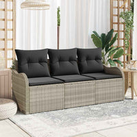 Set Divano da Giardino 3 pz-Sofa da Giardino-Divanetto da esterno Grigio chiaro Poly Rattan 300759
