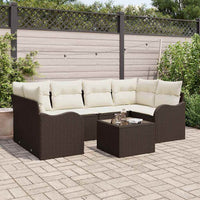 Set di Divano da Giardino a 7 Pezzi con Cuscini Marrone in Rattan Sintetico 3354267