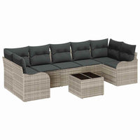 Set di divani da giardino in 8 pezzi con cuscini grigio chiaro in polirattan 3354291