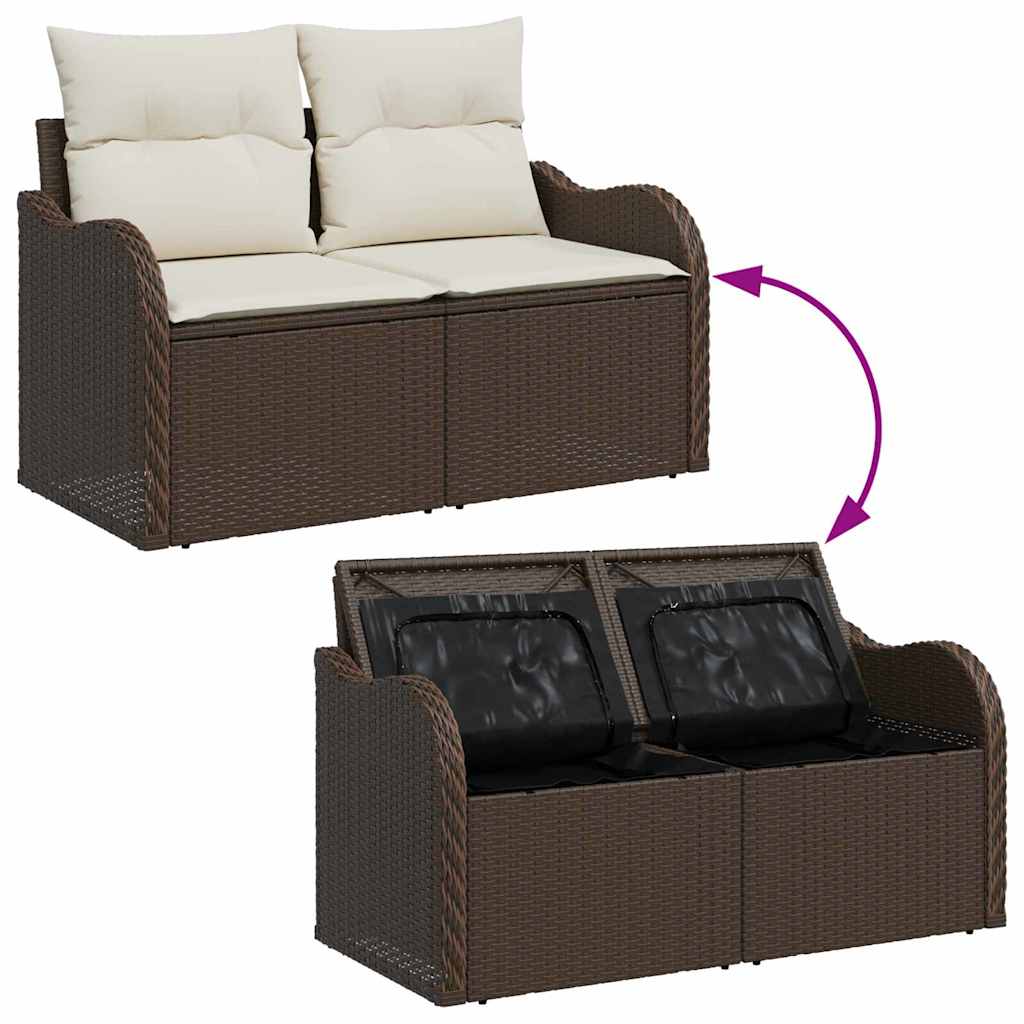 Set Divano da Giardino 4 pz-Sofa da Giardino-Divanetto da esterno Marrone polyrattan 806766