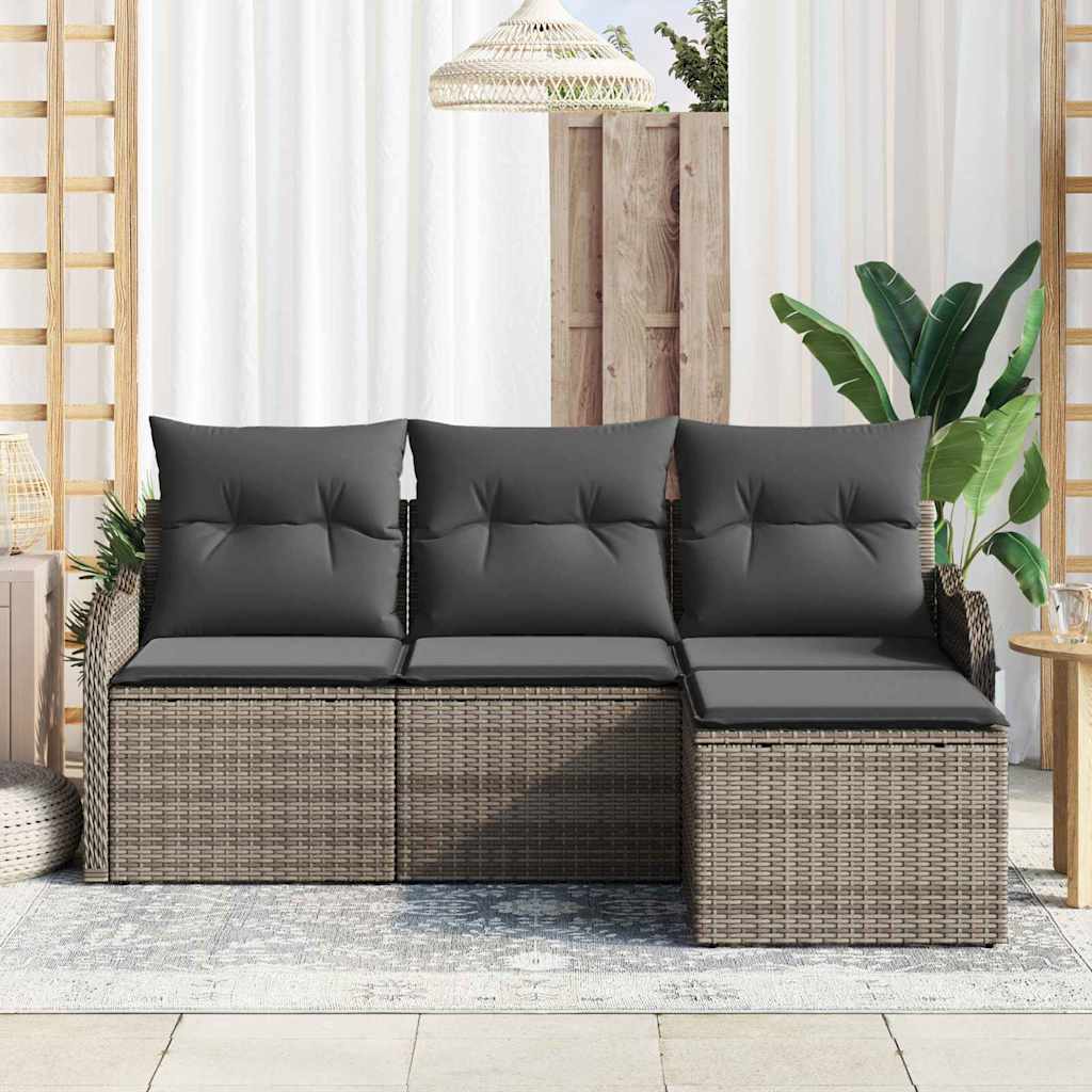 Set Divano da Giardino 4 pz-Sofa da Giardino-Divanetto da esterno Grigio polyrattan 271917