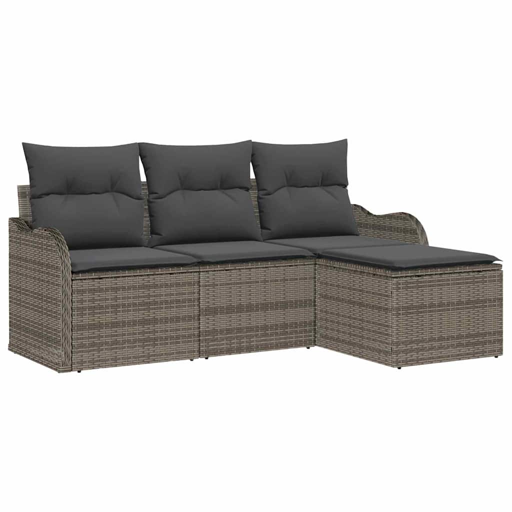 Set Divano da Giardino 4 pz-Sofa da Giardino-Divanetto da esterno Grigio polyrattan 271917