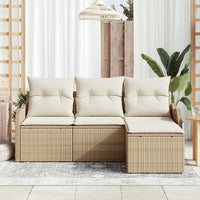 Set Divano da Giardino a 4 Pezzi con Cuscini Beige in Polyrattan 3354320