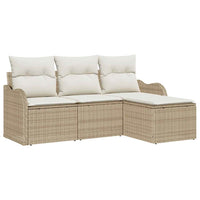 Set Divano da Giardino a 4 Pezzi con Cuscini Beige in Polyrattan 3354320