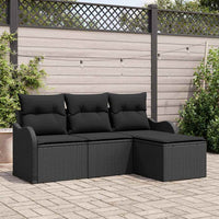 Set Divano da Giardino con archiviazione 4 pz-Sofa da Giardino-Divanetto da esterno Nero polyrattan 965160