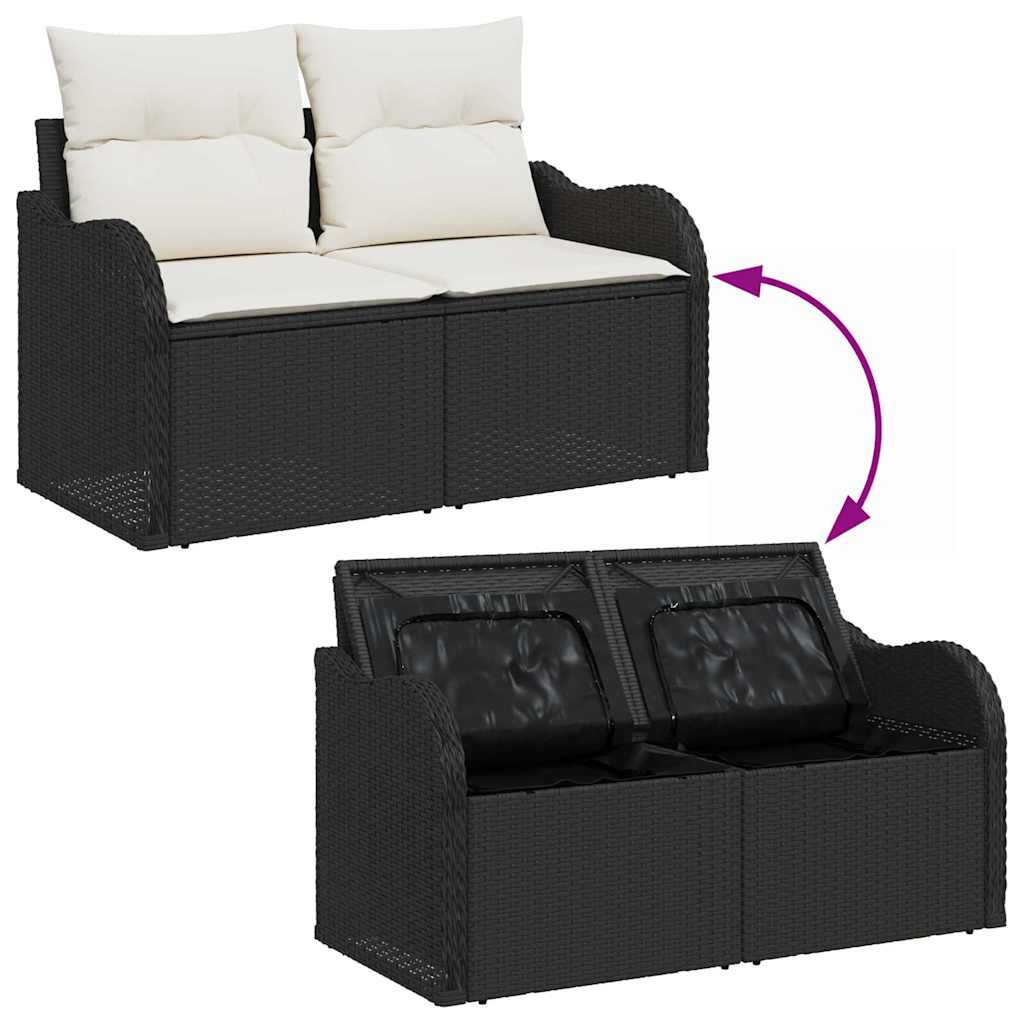 Set Divano da Giardino con cuscino 5 pz-Sofa da Giardino-Divanetto da esterno Nero Poly Rattan 931855