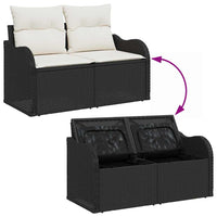 Set Divano da Giardino con cuscino 5 pz-Sofa da Giardino-Divanetto da esterno Nero Poly Rattan 931855