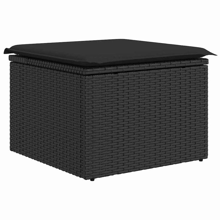 Set Divano da Giardino con archiviazione 5 pz-Sofa da Giardino-Divanetto da esterno Nero polyrattan 730223
