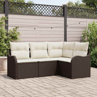 Set Divano da Giardino 4 pz-Sofa da Giardino-Divanetto da esterno Marrone polyrattan 363488