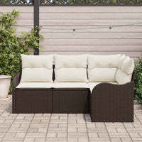 Set Divano da Giardino 4 pz-Sofa da Giardino-Divanetto da esterno Marrone polyrattan 363488