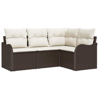 Set Divano da Giardino 4 pz-Sofa da Giardino-Divanetto da esterno Marrone polyrattan 363488