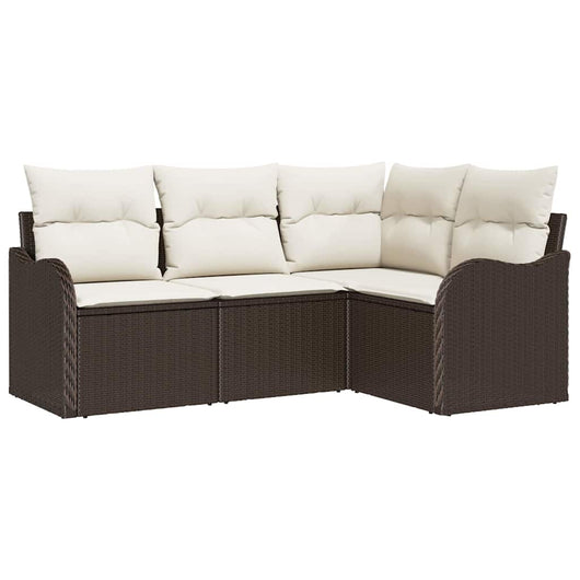 Set Divano da Giardino 4 pz-Sofa da Giardino-Divanetto da esterno Marrone polyrattan 363488