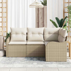 Set Divano da Giardino con cuscino 4 pcs Beige Poly Rattan 3354350