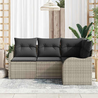 Set Divano da Giardino 4 pz-Sofa da Giardino-Divanetto da esterno Grigio chiaro polyrattan 450553