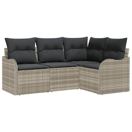 Set Divano da Giardino 4 pz-Sofa da Giardino-Divanetto da esterno Grigio chiaro polyrattan 450553