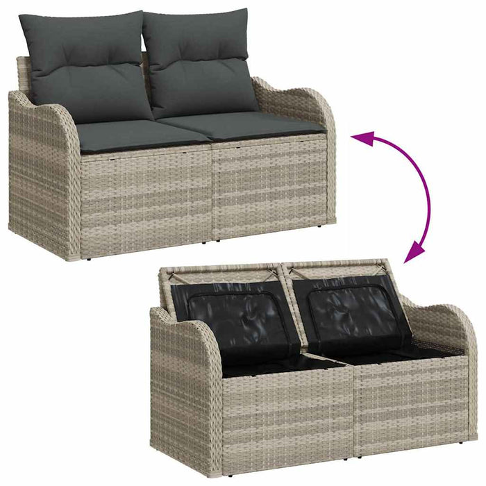Set Divano da Giardino 4 pz-Sofa da Giardino-Divanetto da esterno Grigio chiaro polyrattan 450553