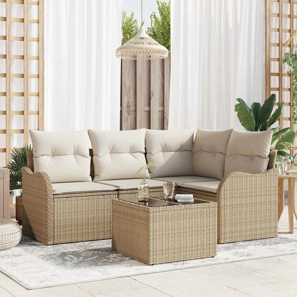 Set divano giardino 5 pezzi con cuscini in rattan sintetico marrone 3354360