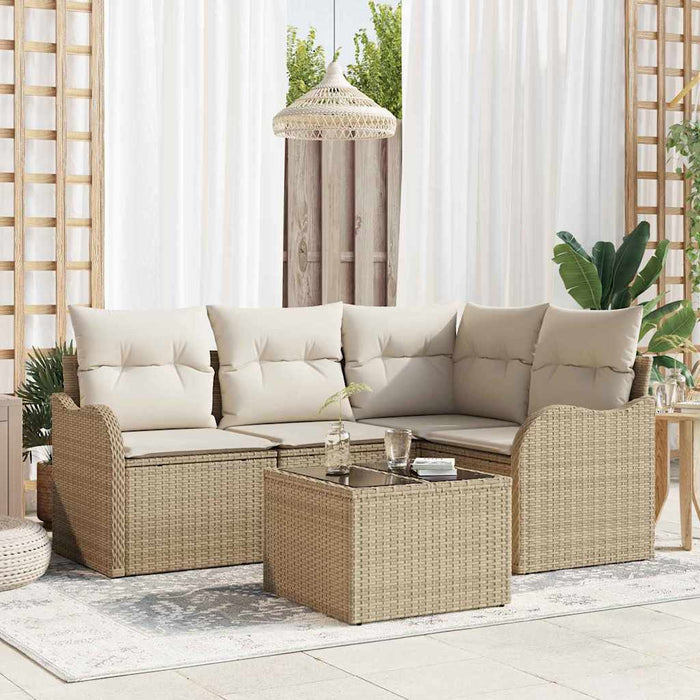 Set divano giardino 5 pezzi con cuscini in rattan sintetico marrone 3354360