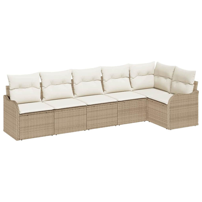 Set Divano da Giardino con cuscino 6 pcs Beige Poly Rattan 3354390