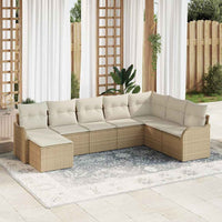 Set Divano da Giardino 8 Pezzi con Cuscini Beige Rattan Poliestere 3354490