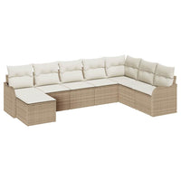 Set Divano da Giardino 8 Pezzi con Cuscini Beige Rattan Poliestere 3354490