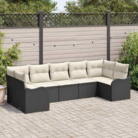 Set Giardino 7 Pezzi con Cuscini Nero Polyrattan 3354516