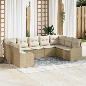 Set di divano da giardino  9 pezzi con cuscini beige polyrattan 3354530