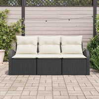 Set Divano da Giardino 3 pz-Sofa da Giardino-Divanetto da esterno Nero e bianco Poly Rattan