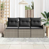 Set Divano da Giardino con cuscino 3 pz-Sofa da Giardino-Divanetto da esterno Grigio Poly Rattan 441303