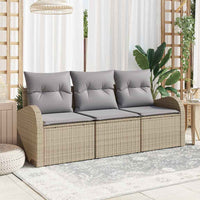 Set Divano da Giardino 3 pz-Sofa da Giardino-Divanetto da esterno beige e grigio chiaro Poly Rattan 610881