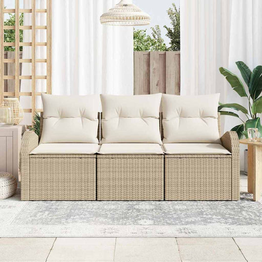 Set di divani da giardino  3 pezzi con cuscini Beige Rattan Poliestere 3354570